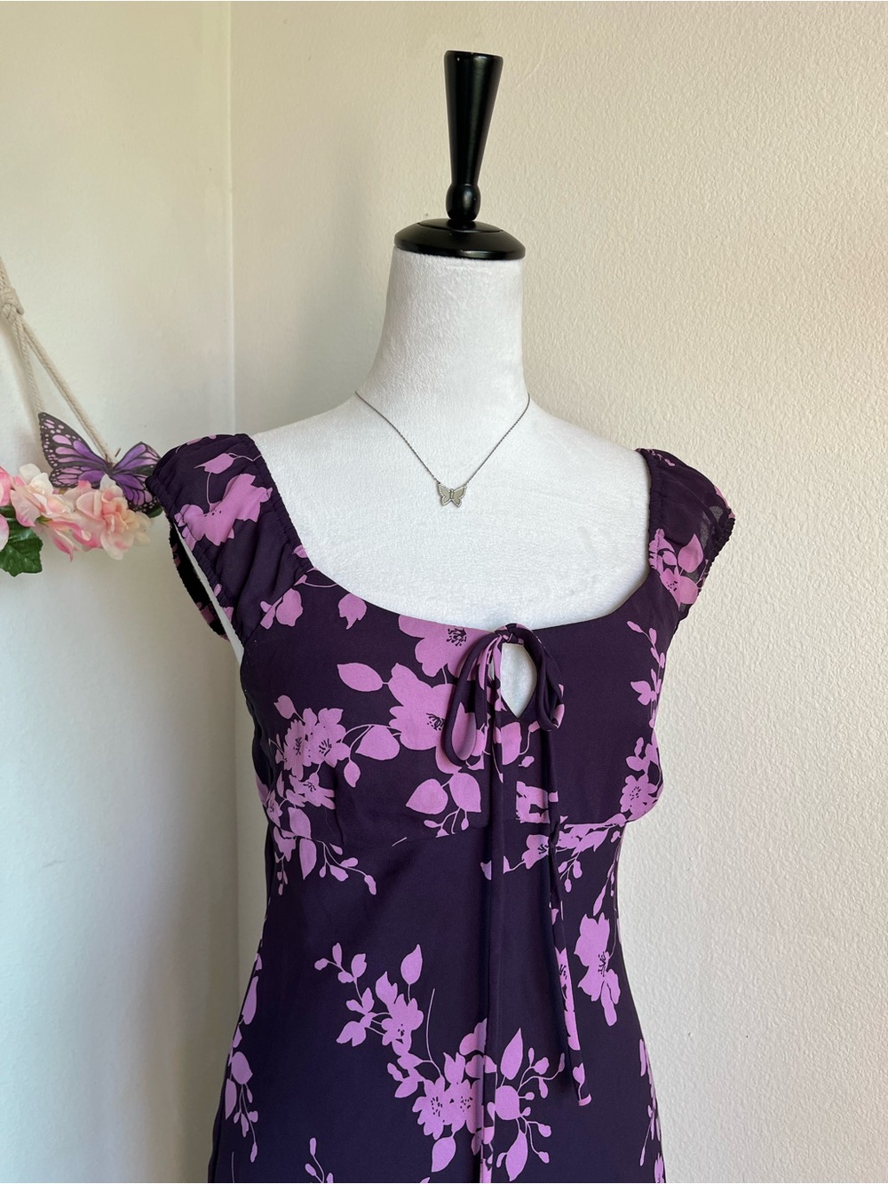 Y2K Charolette Russell Purple Floral Midi Dress size 3 - Picture 5 of 6